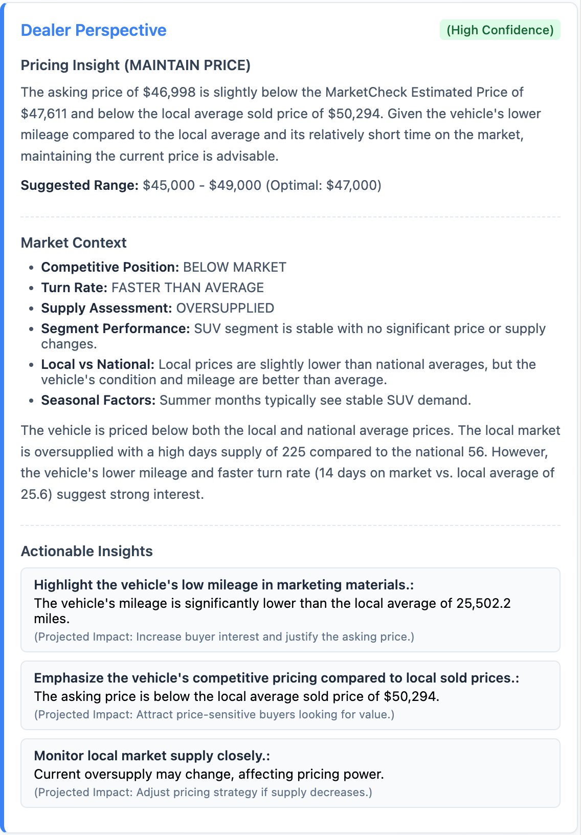 Dealer Summary