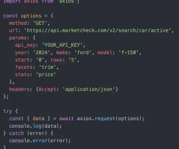 API call code for search inventory call