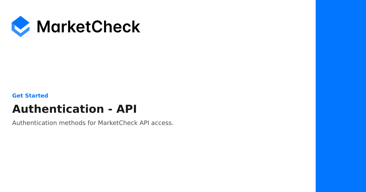 Authentication - API - Get Started | MarketCheck Documentation