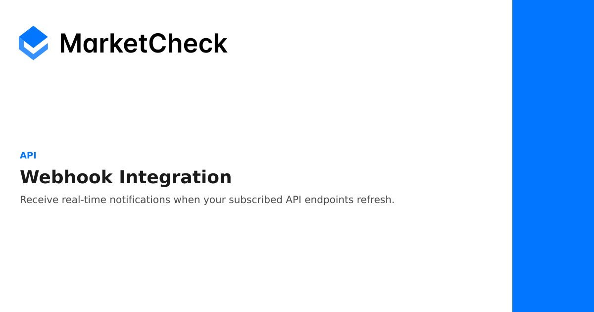 Webhook Integration - API | MarketCheck Documentation