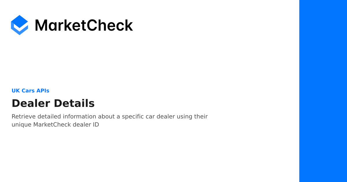 Dealer Details - UK Cars APIs | MarketCheck Documentation
