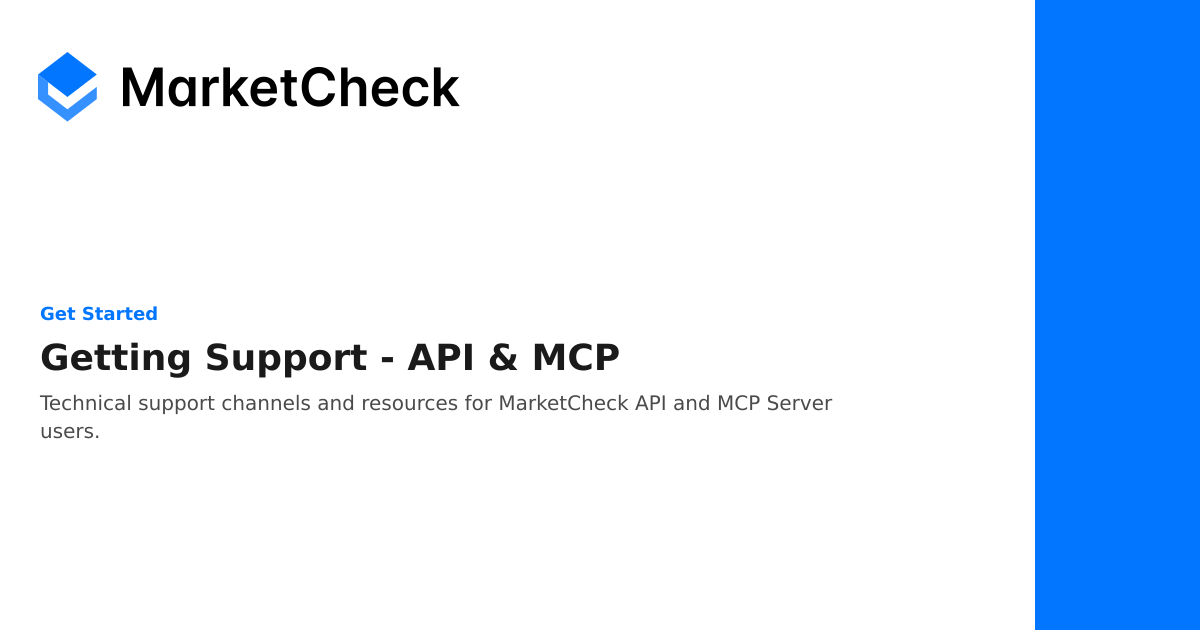 Getting Support - API & MCP - Get Started | MarketCheck Documentation