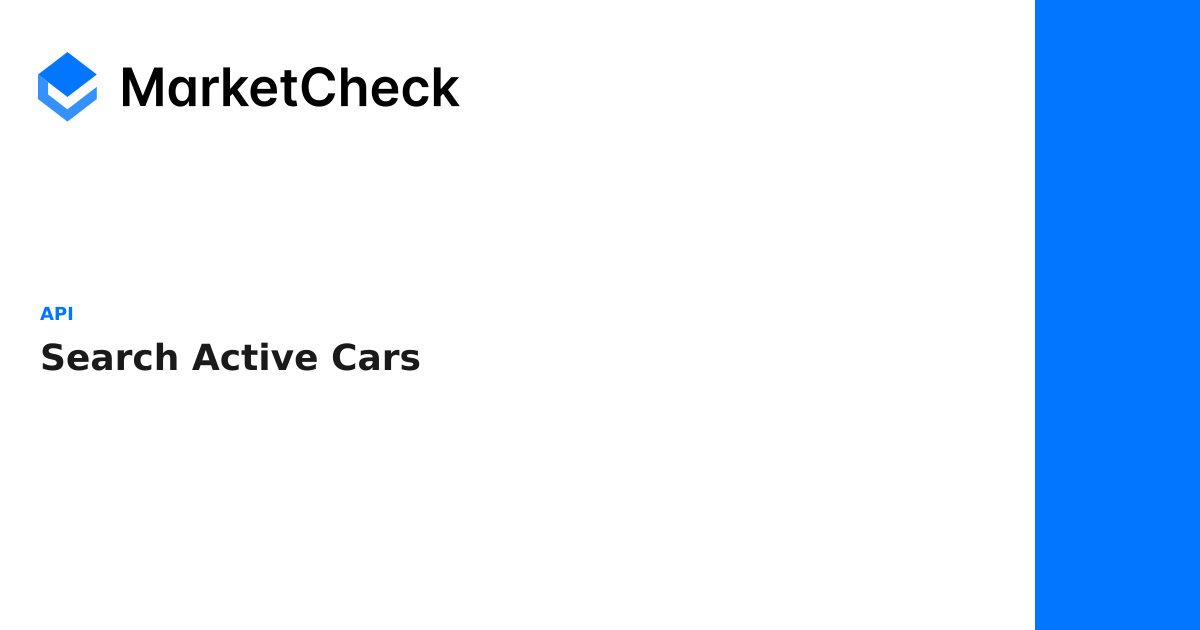 Search Active Cars - API | MarketCheck Documentation