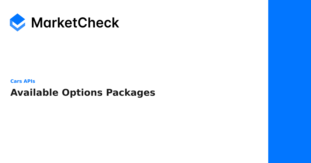 Available Options Packages - Cars APIs | MarketCheck Documentation