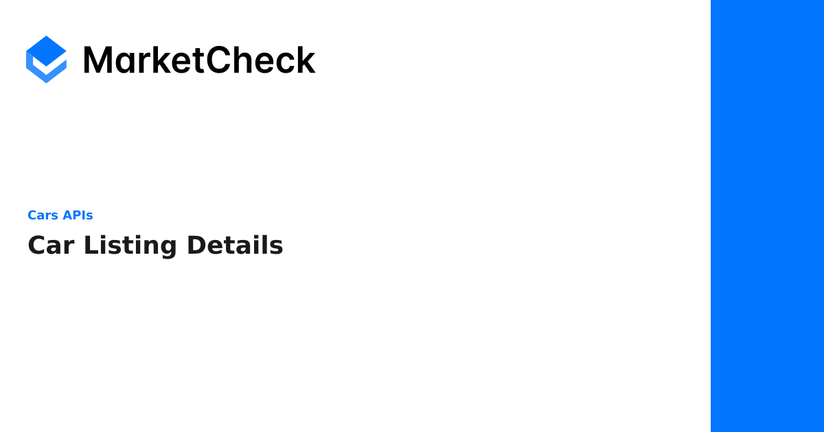 Car Listing Details - Cars APIs | MarketCheck Documentation